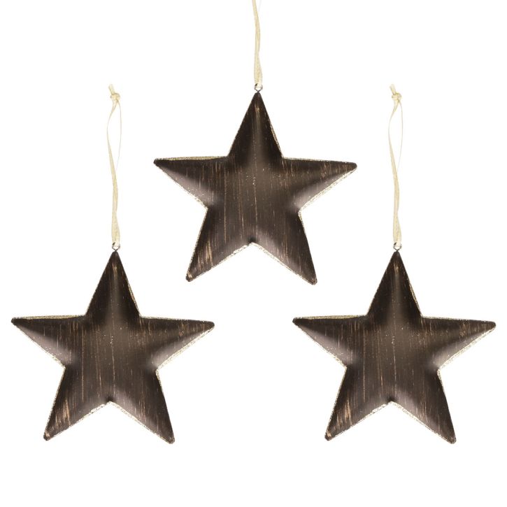 Artikel Juletræspynt dekoration stjerne metal sort guld Ø15cm 3 stk