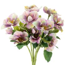 Artikel Kunstig julerosebuket med lilla blomster, 35 cm, 6 stk.