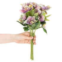 Artikel Kunstig julerosebuket med lilla blomster, 35 cm, 6 stk.