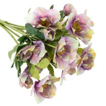 Artikel Kunstig julerosebuket med lilla blomster, 35 cm, 6 stk.