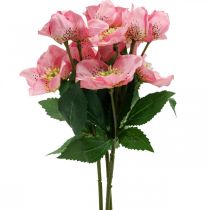 Julerose, fasterose, hellebore, kunstige planter pink L34cm 4stk