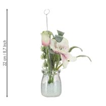 Artikel Kunstig julerose i glas kunstige blomster til ophæng H22cm