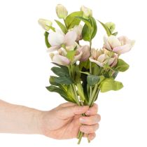 Artikel Kunstig juleroseblomstdekoration, 30 cm bundt med 4 stk.