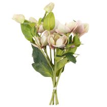 Artikel Kunstig juleroseblomstdekoration, 30 cm bundt med 4 stk.