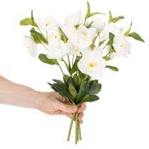 Artikel Julerose kunstig blomst hvid dekorativ kunstig blomsterbuket, 40 cm, 4 stk.