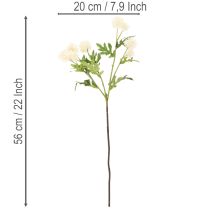 Artikel Kunstig krysantemumblomst, cremehvid buket, dekorativ gren, stor 56 cm, 4 stk.