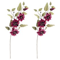 Artikel Klematis kunstig 3 blomster kunstige blomster Bordeaux 81cm 2 stk