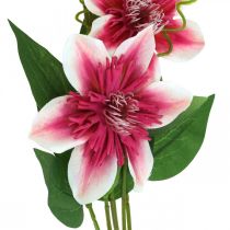 Clematis gren med 5 blomster, kunstig blomst, dekorativ gren pink, hvid L84cm