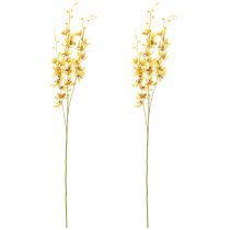 Artikel Kunstig Cymbidium-orkidé som blomsterstilk til elegant dekoration, 95 cm, 2 stk.