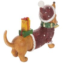 Artikel Dekorativ gravhundfigur med gaveæske og hat, 18 cm