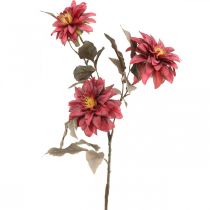 Artikel Kunstig blomst dahlia rød, silke blomst efterår 72cm Ø9/11cm