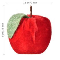 Artikel Dekorativt æblestof med bladfløjl og filt rød Ø7,5 cm H9 cm 9 stk.