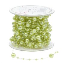 Dekorationsbånd med perler lysegrøn 6mm 15m