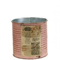 Dekorativ dåse gammel pink metal dåse til beplantning Ø11cm H10,5cm