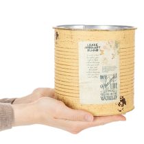 Artikel Dekorativ dåse, abrikos, metalplantepotte, sommerdekoration, Ø15,5 cm H15 cm