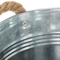 Artikel Dekorativ spandblomsterpotte i metal med rebhåndtag Ø20 cm
