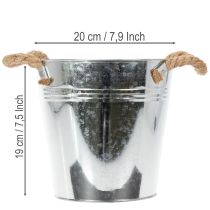 Artikel Dekorativ spandblomsterpotte i metal med rebhåndtag Ø20 cm