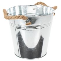 Artikel Dekorativ spandblomsterpotte i metal med rebhåndtag Ø20 cm
