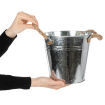 Artikel Dekorativ spandblomsterpotte i metal med rebhåndtag Ø20 cm