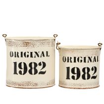 Artikel Dekorativ spand med hank “Original 1982” Cremefarvet Ø12/10cm 2×2-delt sæt