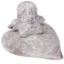 Artikel Dekorativ engel på hjertefigur lavet af støbt sten 15×13,5×12 cm