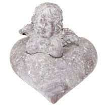 Artikel Dekorativ engel på hjertefigur lavet af støbt sten 15×13,5×12 cm