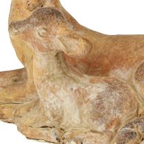 Artikel Dekorativ figur af hjort med fawn støbt sten brun hvid 20×11×17 cm