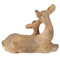 Artikel Dekorativ figur af hjort med fawn støbt sten brun hvid 20×11×17 cm