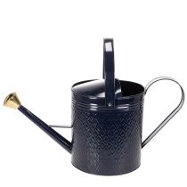 Artikel Dekorativ vandkande, vintage blå og guld ternet metal, retro design til indendørs brug, have eller altan, 65 cm