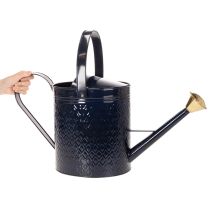 Artikel Dekorativ vandkande, vintage blå og guld ternet metal, retro design til indendørs brug, have eller altan, 65 cm