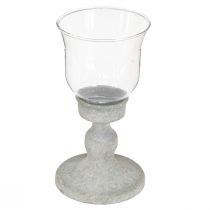 Artikel Dekorativ glaskop metalgrå vintage look Ø8cm H15,5cm