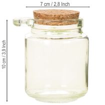 Artikel Dekorativt glas med korklåg og ske, grønt, Ø7 cm, H10 cm, 2 stk.