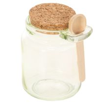 Artikel Dekorativt glas med korklåg og ske, grønt, Ø7 cm, H10 cm, 2 stk.