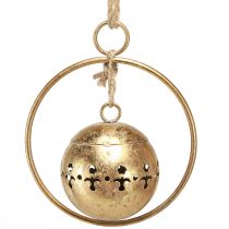 Artikel Dekorativ klokke guld klokkehængende dekoration metal natur Ø14cm