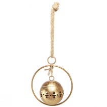 Artikel Dekorativ klokke guld klokkehængende dekoration metal natur Ø14cm