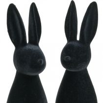 Artikel Dekorativ kanin sort dekorativ påskehare flokket H29,5cm 2 stk