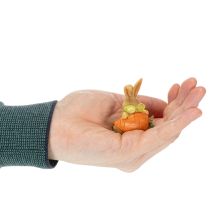 Artikel Dekorativ kanin med gulerod, påskehare-dekorationsfigurer, 6 cm, 3 stk.