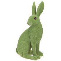 Artikel Dekorativ kanin siddende figur påskehare flokket grøn 12×9×25cm