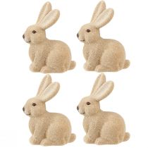 Artikel Dekorative Siddende påskekaniner Brun – 2. valg – Flokket H15cm 4 stk