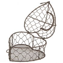 Artikel Dekorativt hjerte af ståltråd til fyldning, vintage grå, 14 x 13,5 cm
