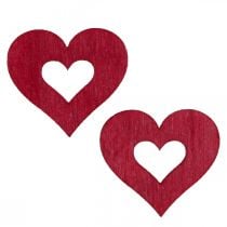 Dekorative hjerter scatter dekoration træhjerter rød Ø2cm 144p
