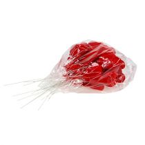 Artikel Dekorative hjerter flokket 6cm rød 18 stk