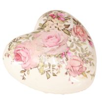 Artikel Dekorative hjerter med rosa keramik i creme pink 8x8cm 3stk