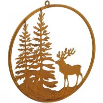 Dekorring patina metalring rust hjorte vægdekoration Ø38cm
