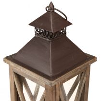 Artikel Dekorativ lanterne træ vintage træ lanterne brun 17×17×50cm