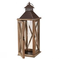 Artikel Dekorativ lanterne træ vintage træ lanterne brun 17×17×50cm