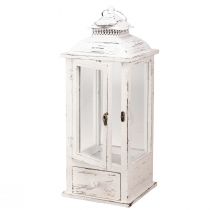 Artikel Dekorativ lanterne vintage med skuffe hvid 20×20cm H51cm