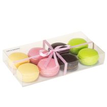 Artikel Kunstige dekorative macaron marengs-kager, farverige, 5 cm, 8 stk., macaron-konditoridekoration