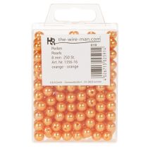 Artikel Dekorative orange perler, 8 mm, 250 stk.