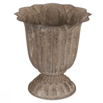 Artikel Dekorativt trofæ i antik udseende plantekrukke gråbrun Ø15cm H16cm